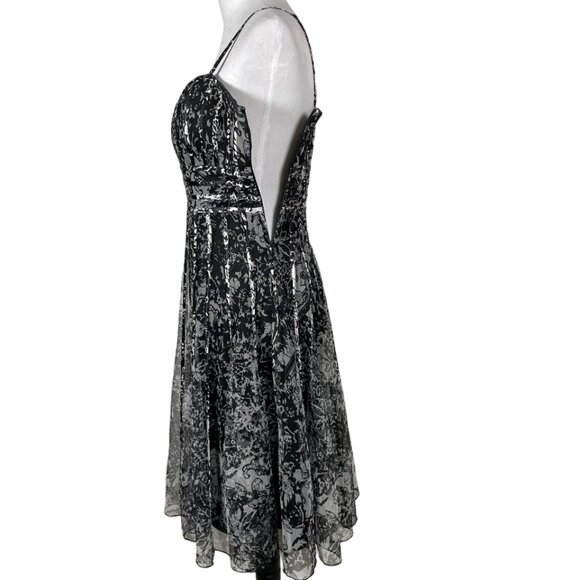 JS Collections Fit & FlareTulle Corset Cocktail Midi Dress Size 8 Black/Gray - Picture 7 of 13